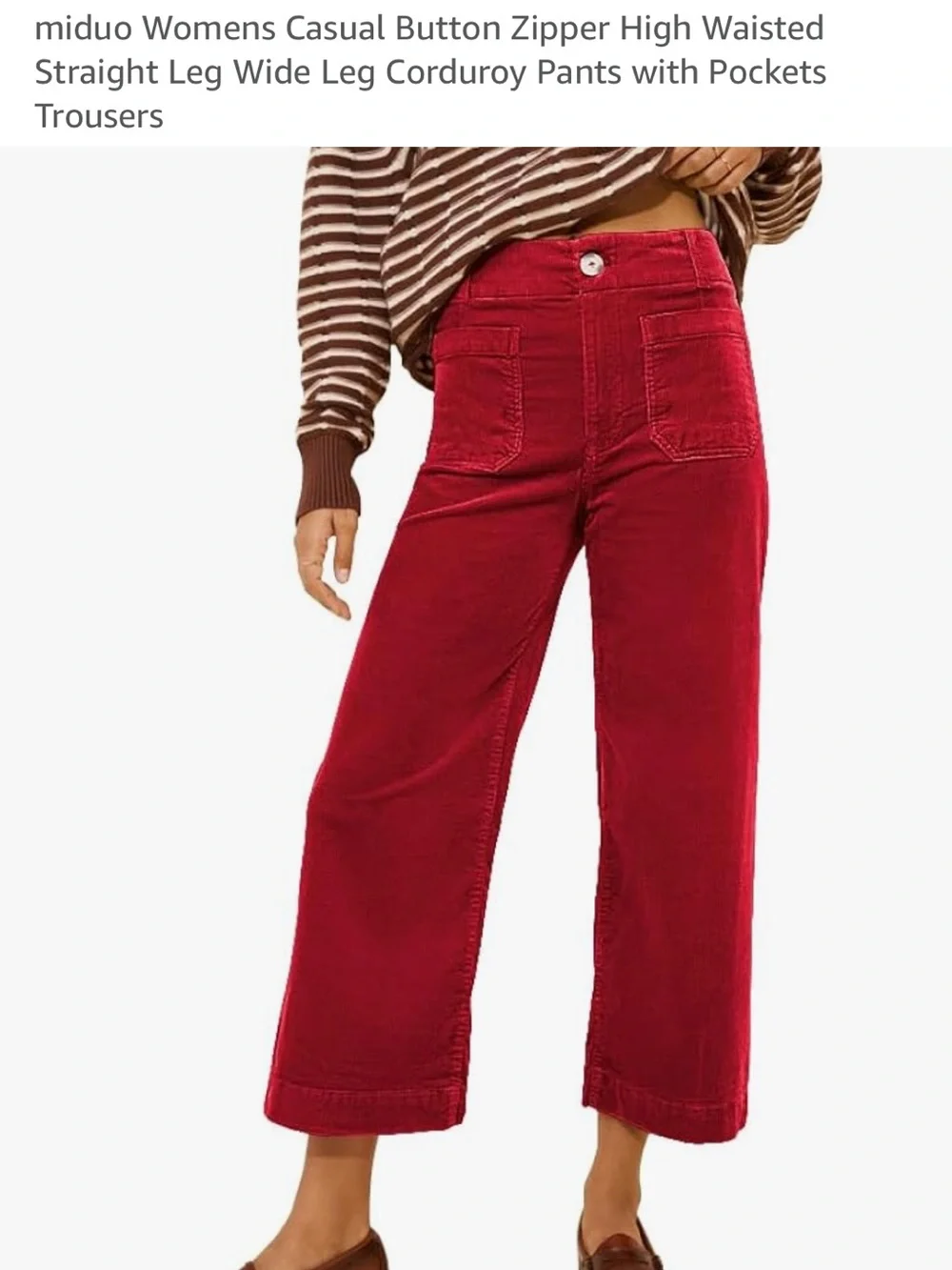 Miikasa Red Corduroy Wide-Leg Men’s Pants